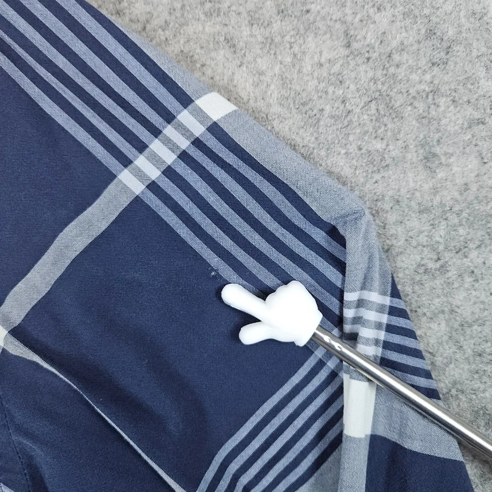J Crew Summer Plaid Shirt Men's Size S Button Down Cotton Blue White Casual HOLE